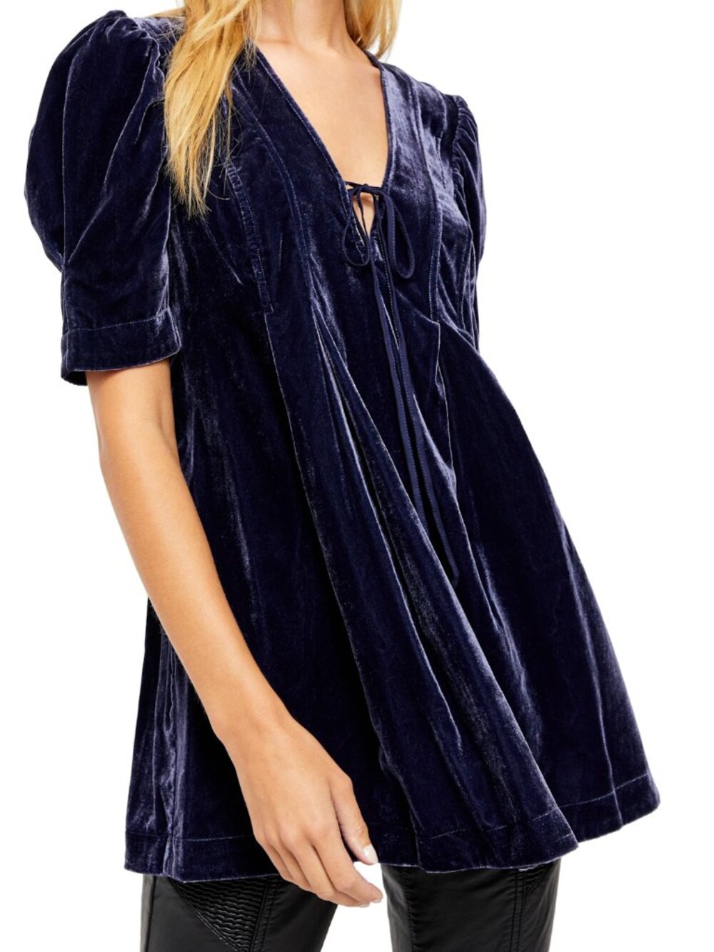 Free People Adelle Blue Velvet Tunic Dress